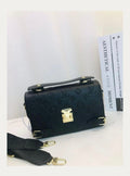 Classic Black Crossbody Bag with Gold Hardware & Buckle Detail